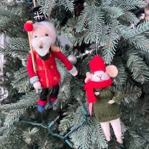 Primitives by Kathy Felt Mouse Ornament and Felt Nutcracker Christmas Ornament